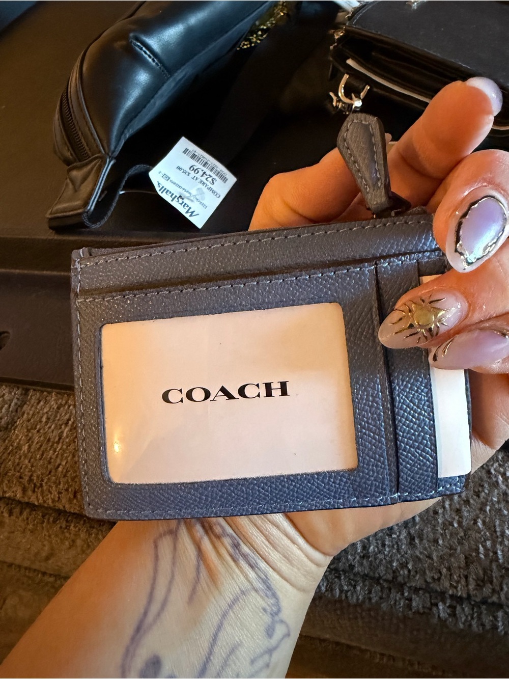 Coach Pebbled Leather Small Wallet in Slate - Picture 5 of 5